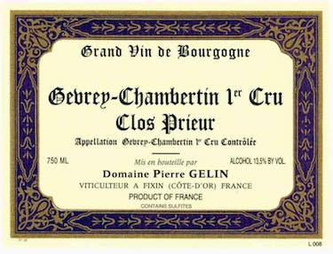 PIERRE GELIN GEVREY-CHAMBERTIN 1ER CLOS PRIEUR 2020