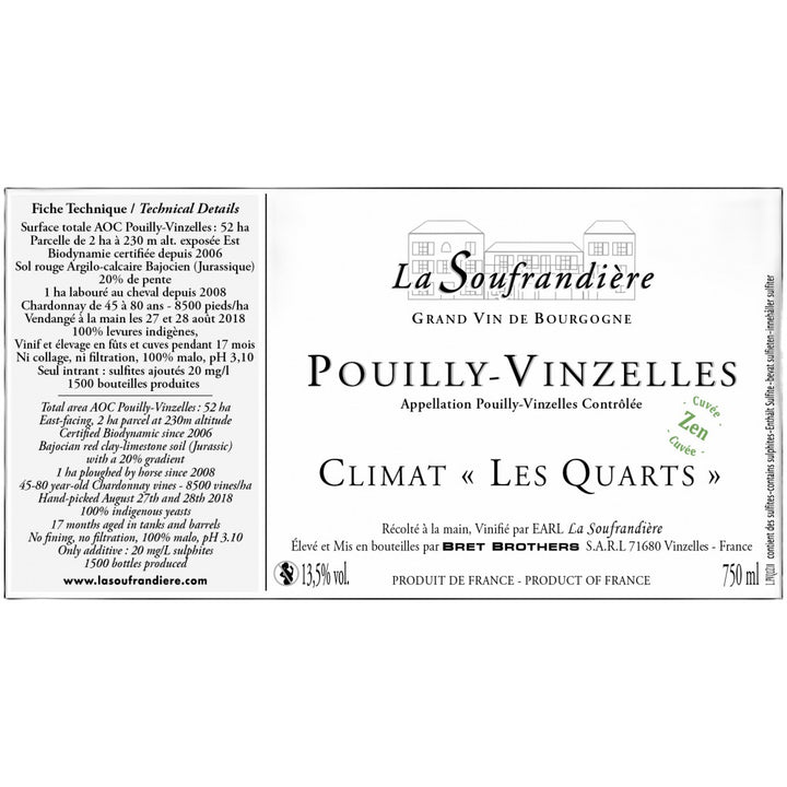 Bret Brothers La Soufrandiere Pouilly-Vinzelles Climat Les Quarts Cuvee Zen 2022 - 1.5L